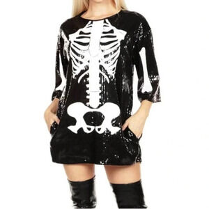 NWOT‎ Tipsy Elves Skeleton Sequin Dress